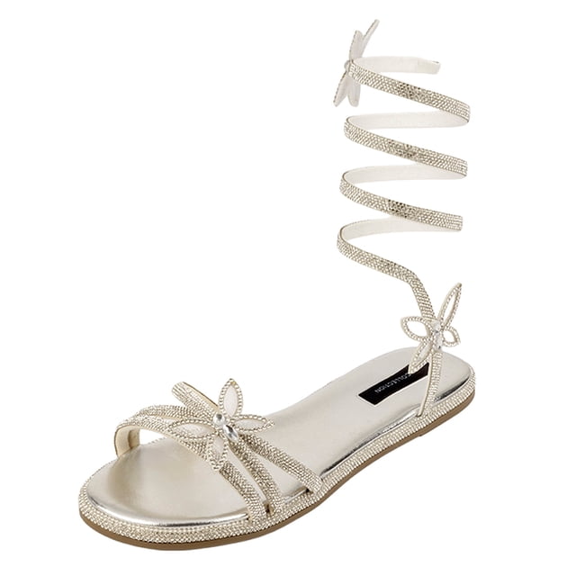 Sandalias de piso Exterior Sintético Color Plata Para Mujer De RBCOLLECTION
