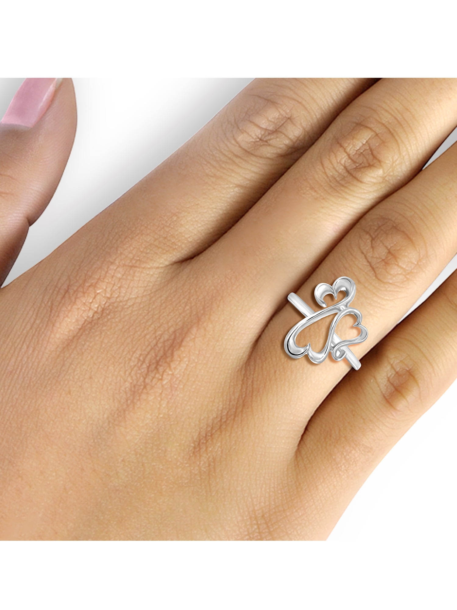 JewelersClub Sterling Silver Heart Ring for Women | Dainty Sterling Silver Promise Ring For Women | Silver Heart Ring For Women