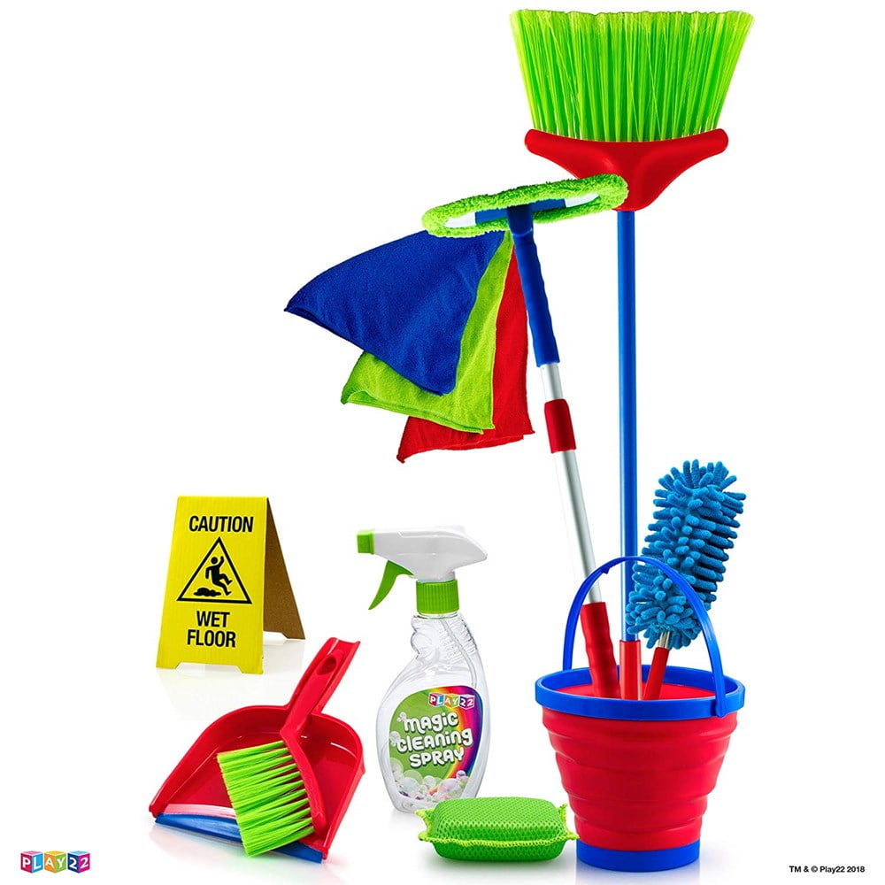 SDJMa Kids Cleaning Set 10 Piece - Toy Cleaning Set Includes Broom, Mop,  Brush, Dust Pan, Soap, Sponge, Spray, Bucket, - Toy Kitchen Toddler  Cleaning Set 