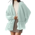thumbnail image 1 of Suéteres Tipo Cárdigan Gruesos con Frente Abierto para Mujer, Suéter Elegante de Punto Cable con Larga y Encaje, Prendas de Abrigo Azul M, 1 of 10