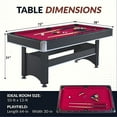 thumbnail image 2 of Aukfa 6 ft Pool Table, 2 in 1 Billiard Table with Ping Pong Table - Includes Billiard Balls, Cues, Paddles, Brush & More, Red, 2 of 8