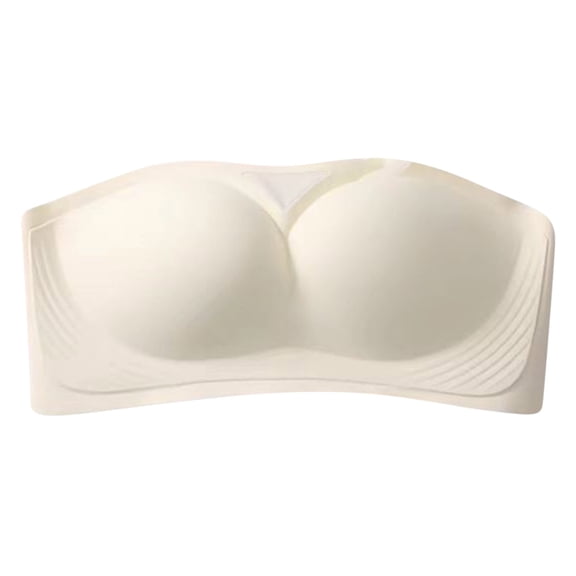 Xfvqtps Strapless Bras for Women Padded Seamless Wireless Bralette Push up Bandeau Bras White