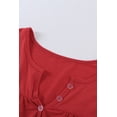 thumbnail image 3 of POGLIP Women's Red Buttoned Detail Cotton Blend Short Sleeve T-shirt, 3 of 6