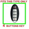 thumbnail image 3 of 2pcs Dobrev Black 4 Buttons Silicone Case Protector Key Fob Smart Car Remote Holder for Nissan GTR R35 (red and blue), 3 of 3
