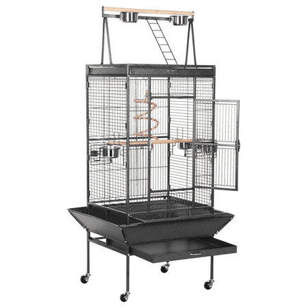 Yaheetech H68.5'' Metal Parrot Cage Rolling Bird Cage Playtop Canary