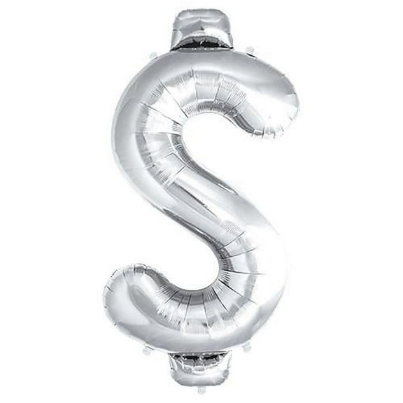 LOONBALLOON Casino Balloons, 34″ DOLLAR SIGN - SILVER