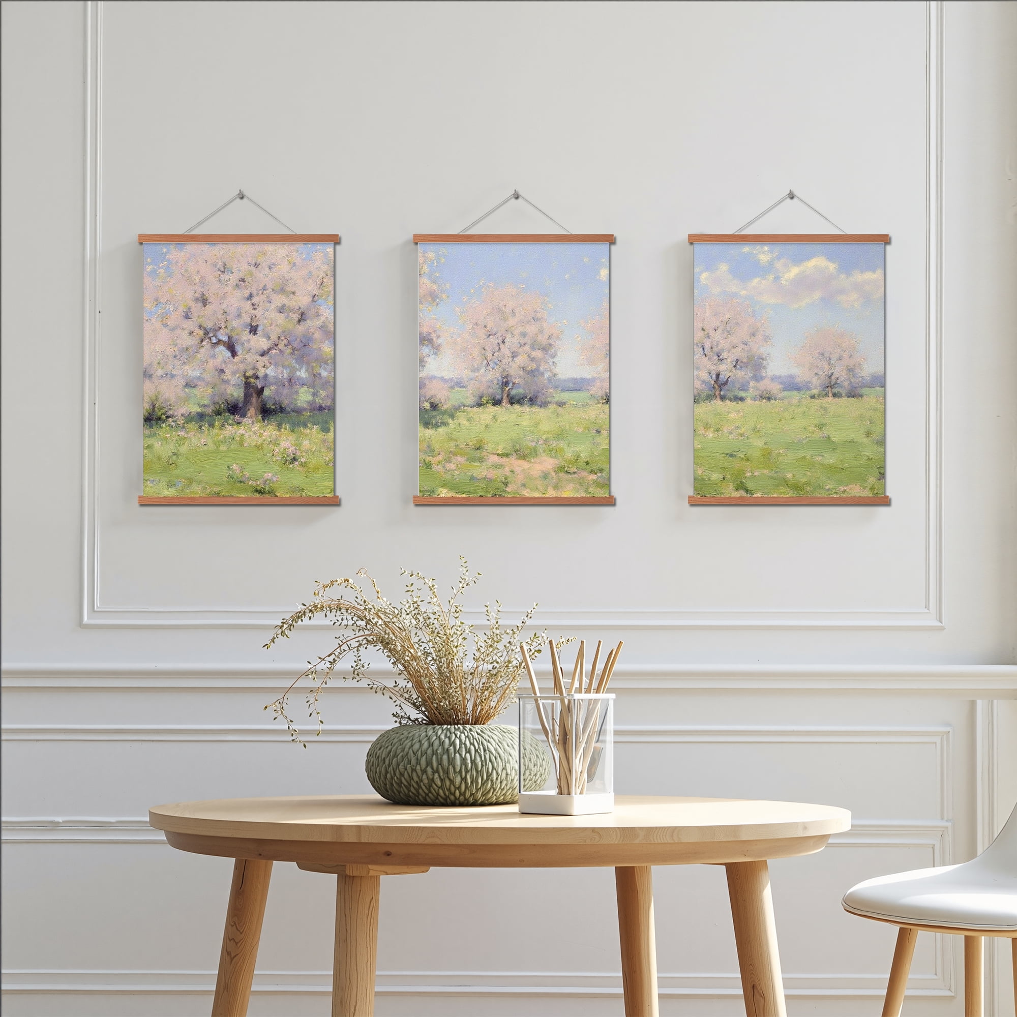 MAYEERTY Modern Abstract Wall Art Painting, Living Room Decor, Brown Hanging Rod Frame, 15.7"x11.8"