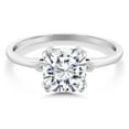 thumbnail image 2 of Gem Stone King 10K White Gold White Moissanite and White Diamond Engagement Ring for Women (2.41 Cttw, Cushion 8MM, Available in Size 5, 6, 7, 8, 9), 2 of 5