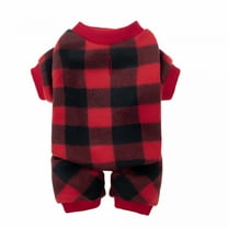 TELOLY Cotton Buffalo Plaid Dog Clothes Puppy Pajamas Pet Apparel Cat Onesies Jammies Doggie Jumpsuits, Pet Pajamas for Dogs Red Plaid Sweaters Soft Clothes