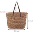 thumbnail image 3 of Kukuzhu Women Straw Woven Tote Large Beach Handmade Weaving Shoulder Bag Purse Straw Handbag, 3 of 6