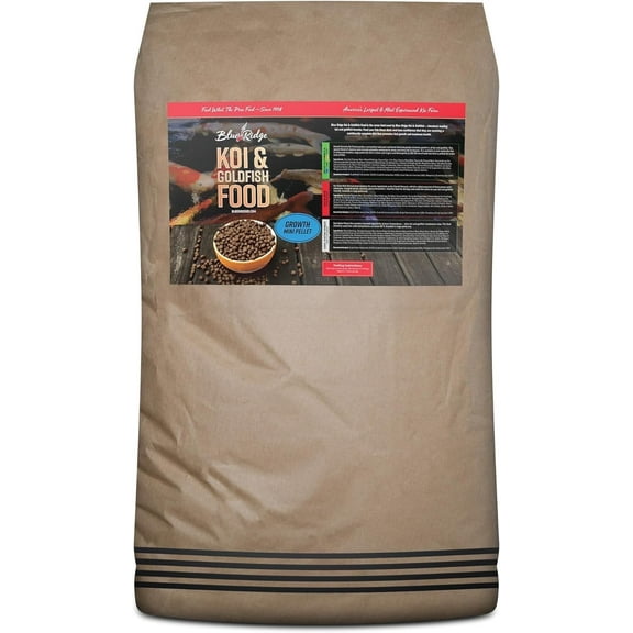 Blue Ridge Koi Fish Food 50lb - Koi Food Mini Growth Formula Goldfish Food, Premium Fish Food for Ponds, Ponds Fish Food, Koi Food Fall and Winter Fish Food, Floating Pond Pellets Fish Food