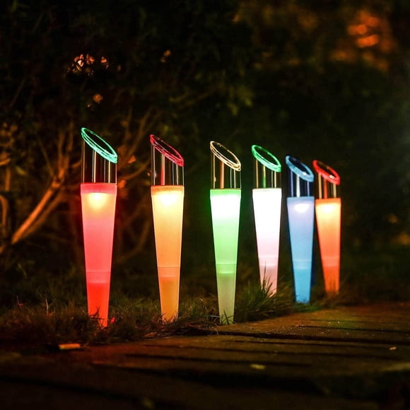 pearlstar Lumières Solaires Extérieures pour Jardin, Lumières de Chemin LED Blanc & Changement de Couleur Éclairage Paysager Étanche pour Allée Pelouse Patio