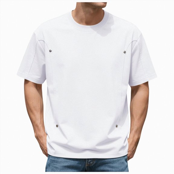 Gubotare Men's Tops Mens T-Shirts Short Sleeve Casual Summer Basic Tees Lightweight Stretch Tee Shirts (White,L)