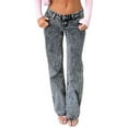 thumbnail image 1 of Pantalones Vaqueros de Pierna para Mujer, Tiro Bajo, Holgados, de Pierna Recta, Estilo Boyfriend, Vaqueros Casuales Sueltos, Estilo Chica Y2K Negro S, 1 of 9
