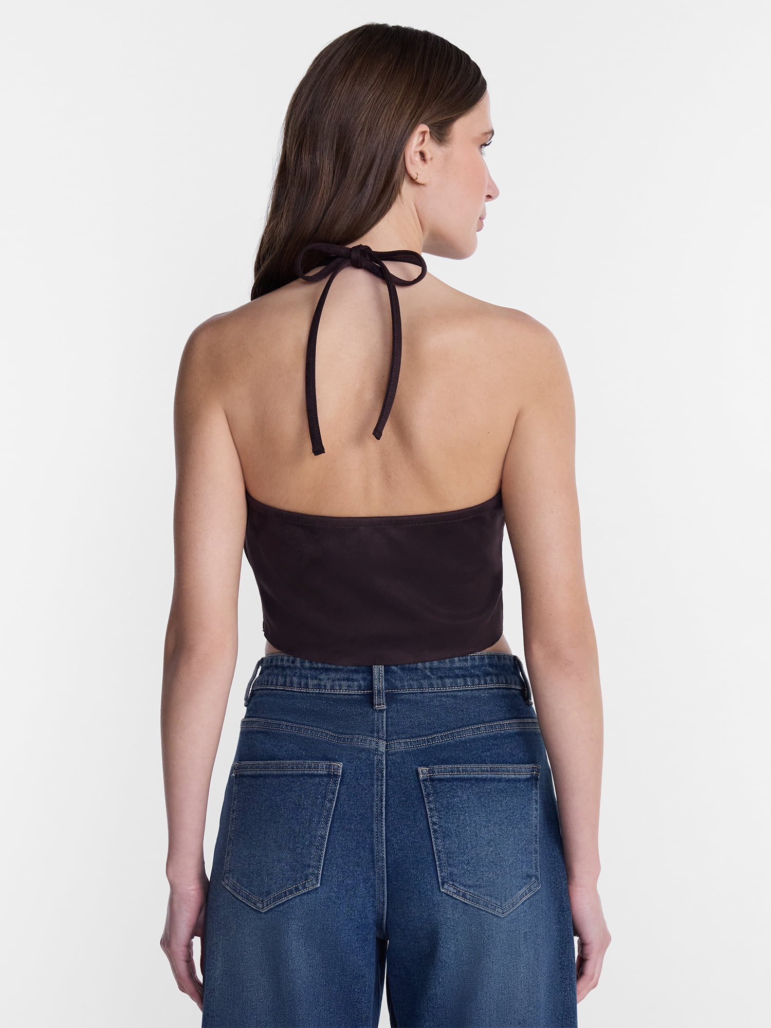 Madden NYC Women’s Faux Suede Hanky Hem Halter Top, Sizes XXS-XXL