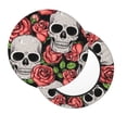 thumbnail image 2 of Balery Skull and Roses Fundas de asiento para taburete de bar redondo de tela de terciopelo ajustables que protegen de arañazos y manchas para sillas de 14 a 17 pulgadas.-12 inch, 2 of 7