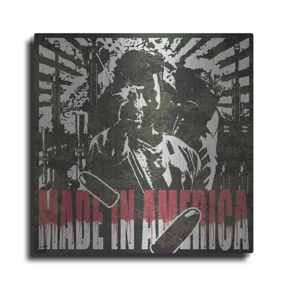 Luxe Metal Art 'Made In Merica' by Danksy, Metal Wall Art, 12"x12"