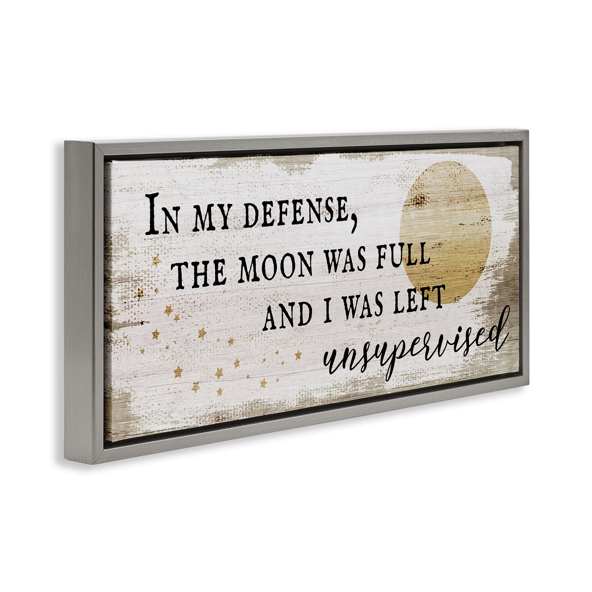 Stupell Industries Sassy Full Moon Halloween Charm Typography Painting Gray Floater Framed Canvas Art Print Wall Art, 25 x 11