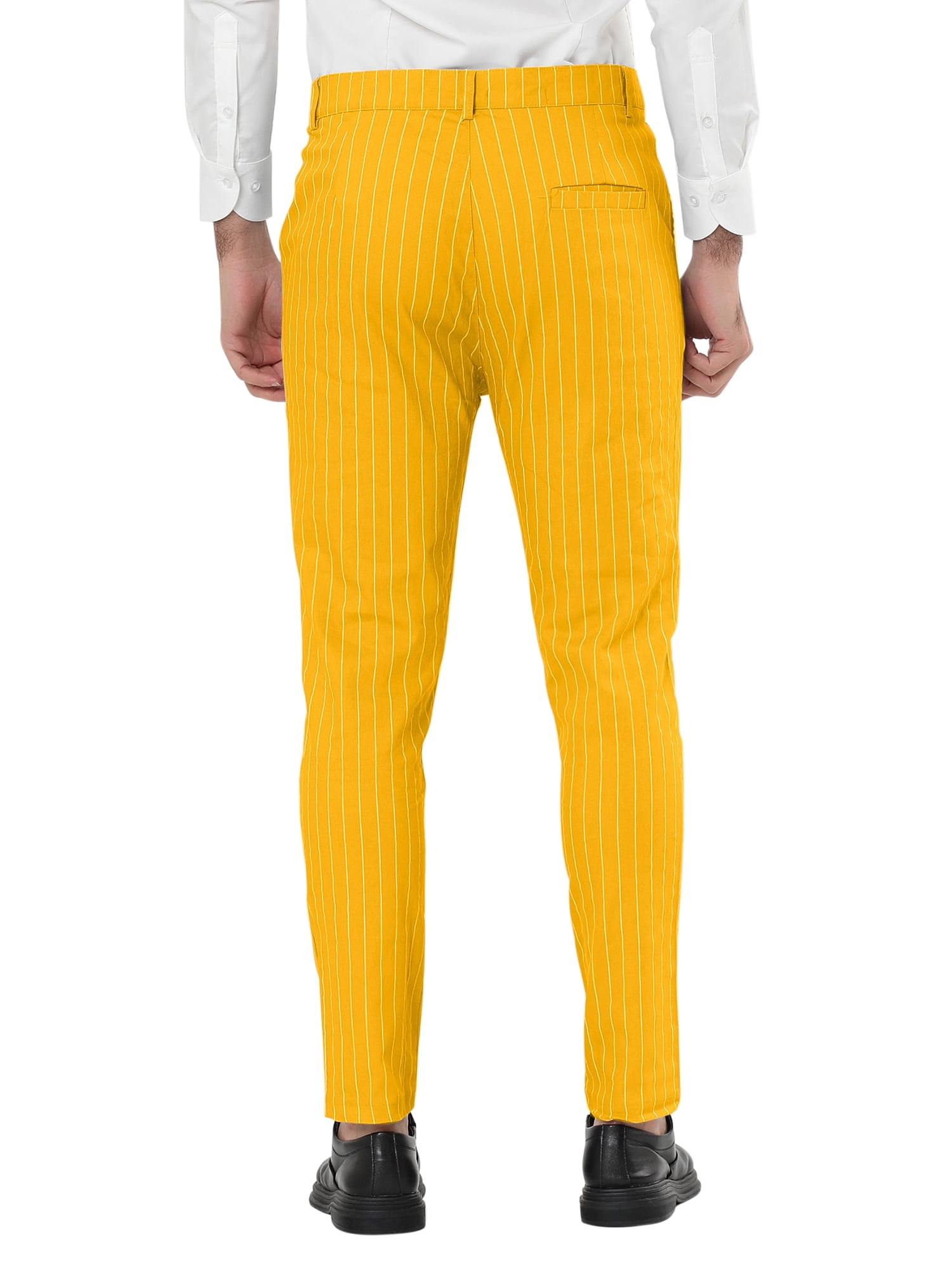 Lars Amadeus Men's Striped Dress Pants Flat Front Trousers