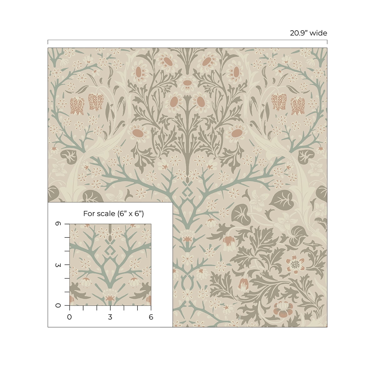 NextWall Lunar Rock & Clay Victorian Garden Peel and Stick Wallpaper