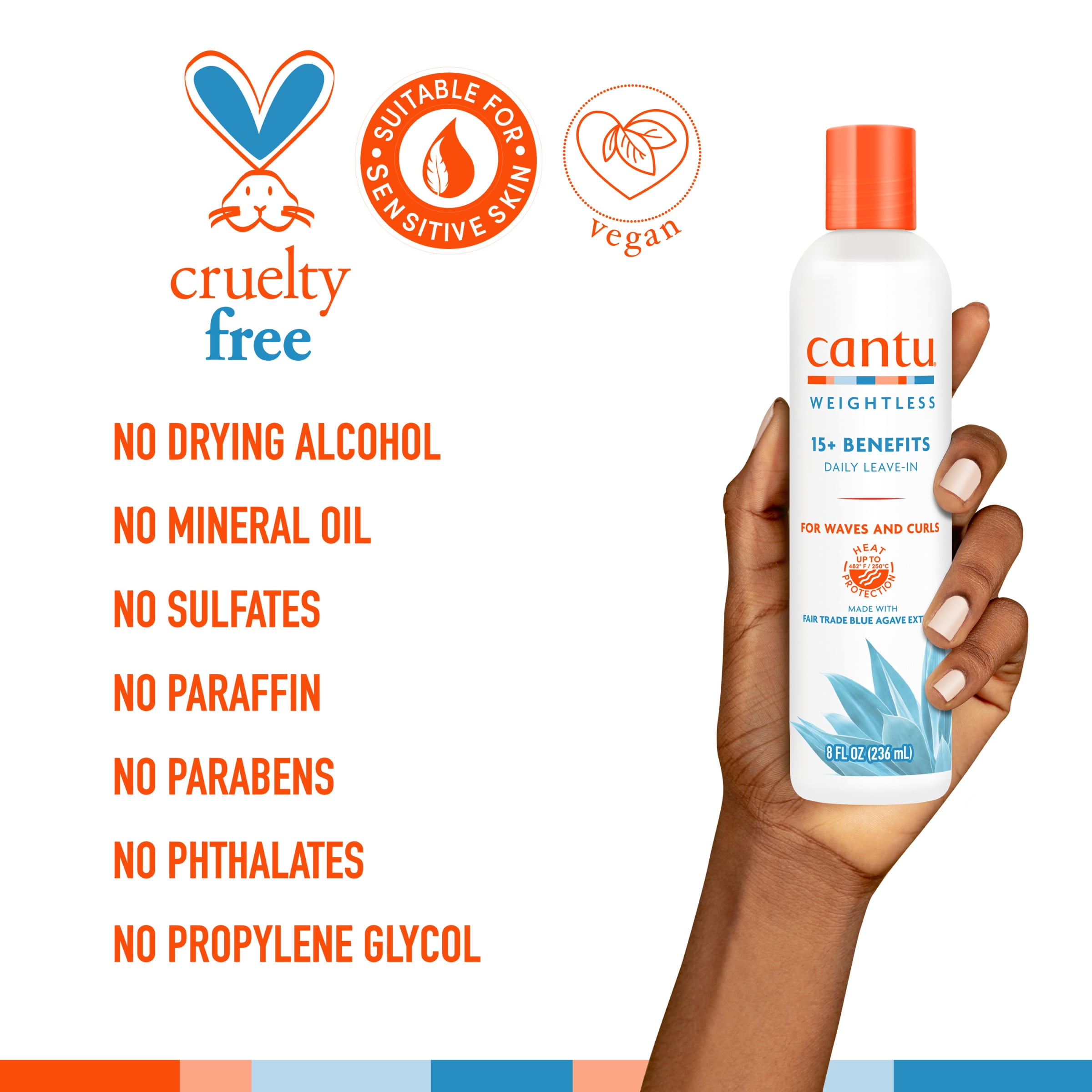 Cantu Weightless Daily Leave-in Conditioning Cream for Waves & Curls, 8 fl oz