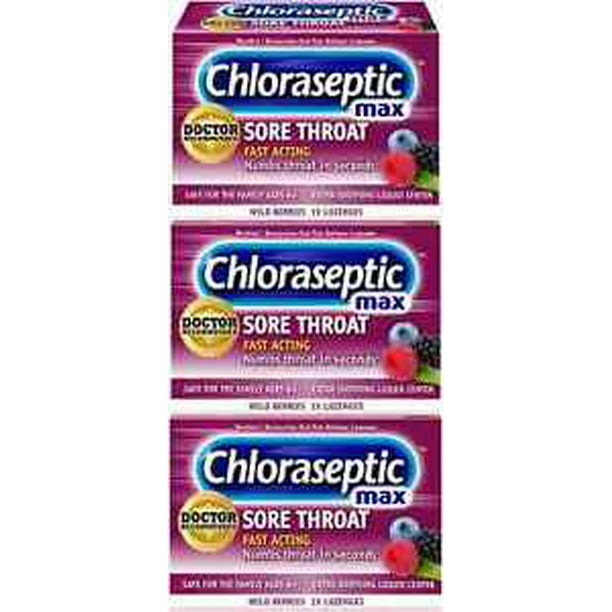 CHLORASEPTIC Max Lozenges WILD BERRIES Sore Throat & Cough 15ct ( 3