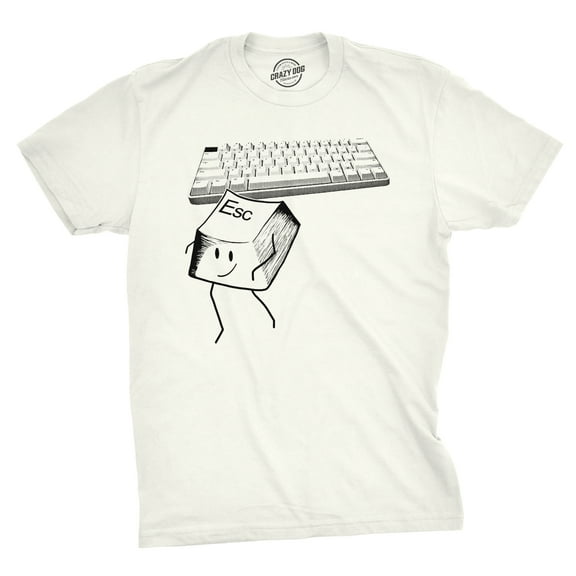 Mens Escape Key T Shirt Funny Nerdy Computer Keyboard Tee for Guys Graphic Tees