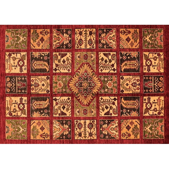 Ahgly Company Indoor Rectangle Abstract Orange Modern Area Rugs, 2' x 3'