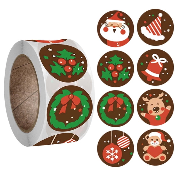 Paquete De Etiquetas Adhesivas Decorativas De Navidad, 1 Rollo De 500 Pegatinas Para Decorar Fiestas Navideñas