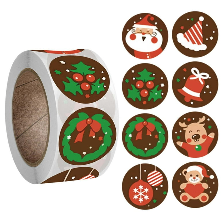 Pack Christmas Sticker Labels Decoration 1 Roll of 500 Stickers for Christmas Party Decorations, Size: One size, Other