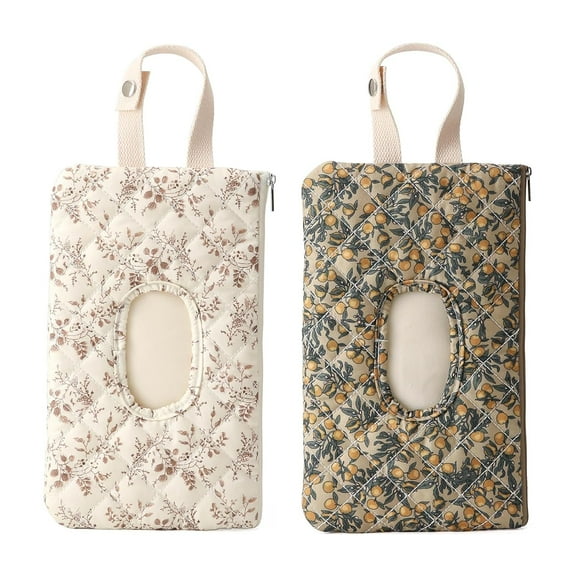 Quilted Wipe Holder Floral Diaper Pouch Portable Quilted Wipes Bag for Car, Stroller
