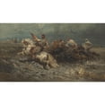 thumbnail image 2 of Adolf Schreyer 24x15 Black Ornate Framed Double Matted Museum Art Print Titled: The Stampede, 2 of 5