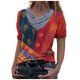 thumbnail image 1 of Gibobby Camisas Para Mujer Elegantes Camiseta de mujer Tie-dye Impreso Botones de bordado Cuello Blusa corta Manga Casual Pullover Tops（Rojo， XXXL), 1 of 3