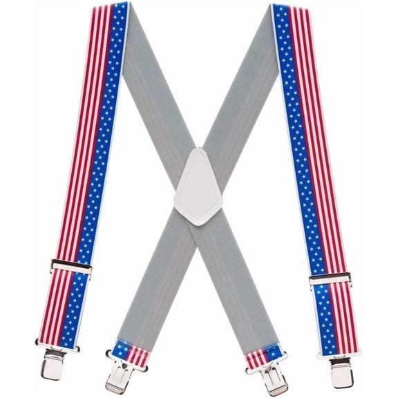 SuspenderStore Usa Stars & Stripes Suspenders - 2-Inch Wide Elastic - Clip - 3 Sizes