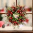 thumbnail image 5 of JVBTVB Artificial Christmas Wreath 16 inch Green Pine with Red Berries Decorations for Front Door Wall Holiday Christmas Decor, 5 of 6