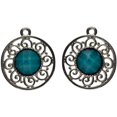 thumbnail image 2 of Cousindiy Bijoux Basiques Breloques en Métal-Argent & Turquoise Filigrane 3/Pkg, 2 of 2