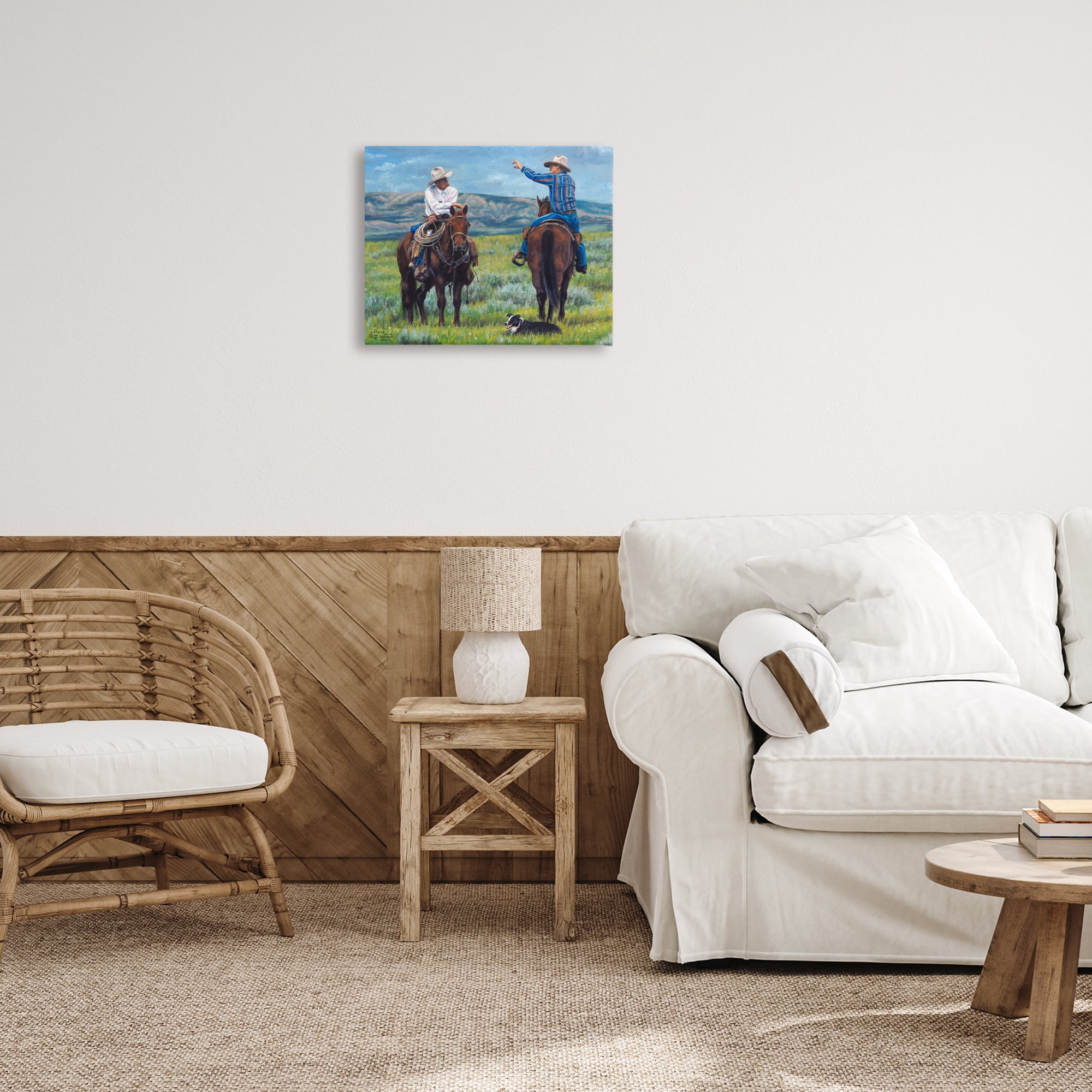 Stupell Industries Cowboy Logic Scene Animals & Insects Painting Gallery Wrapped Canvas Art Print Wall Art, 20 x 16