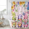 thumbnail image 4 of Watercolor Gnomes Floral Bathroom Shower Curtains with 12 Hooks Waterproof Shower Curtain for Stalls Bathtubs Spring Butterflies Flowers Pink Plaid Decorative Bathroom Privacy Curtain 54x78 Inches, 4 of 9