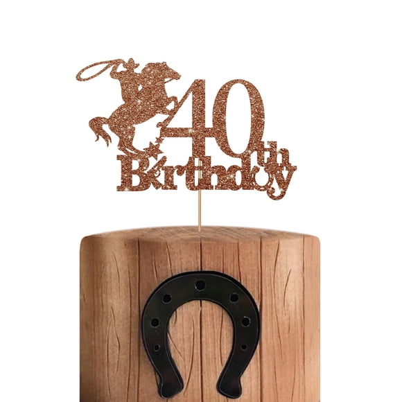 Cake Topper PINKAAJ, tema de carreras de caballos para cumpleaños número 40 de Cowboy