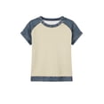 thumbnail image 5 of BUIGTTKLOP Summer Tops for Women Denim Patchwork Short Sleeve Shirts Crewneck T Shirts Trendy Clothes 2026, 5 of 6