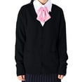 thumbnail image 1 of Women's 2023 Fall Oversized Open Front Button V Neck Lightweight Knit Cardigan Sweater Outerwear Garment, 1 of 4