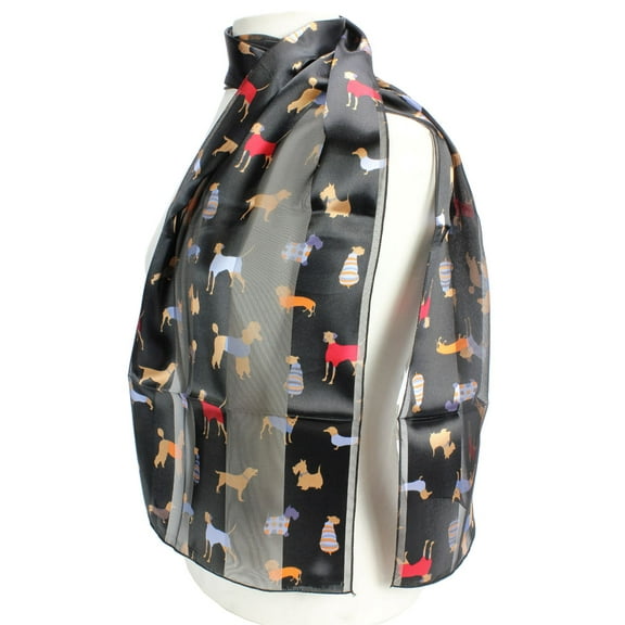 Scarf - Silk Feel Touch - Dogs Print - SF-ON2010BK
