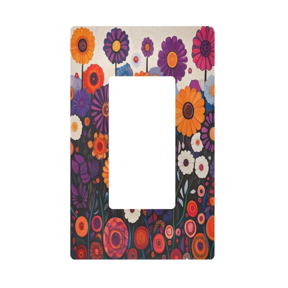 Yayeee Rocker Switch Wall Plate 1-Gang 4.6"x2.9" Home Decorative Outlet Cover, Purple Flowers