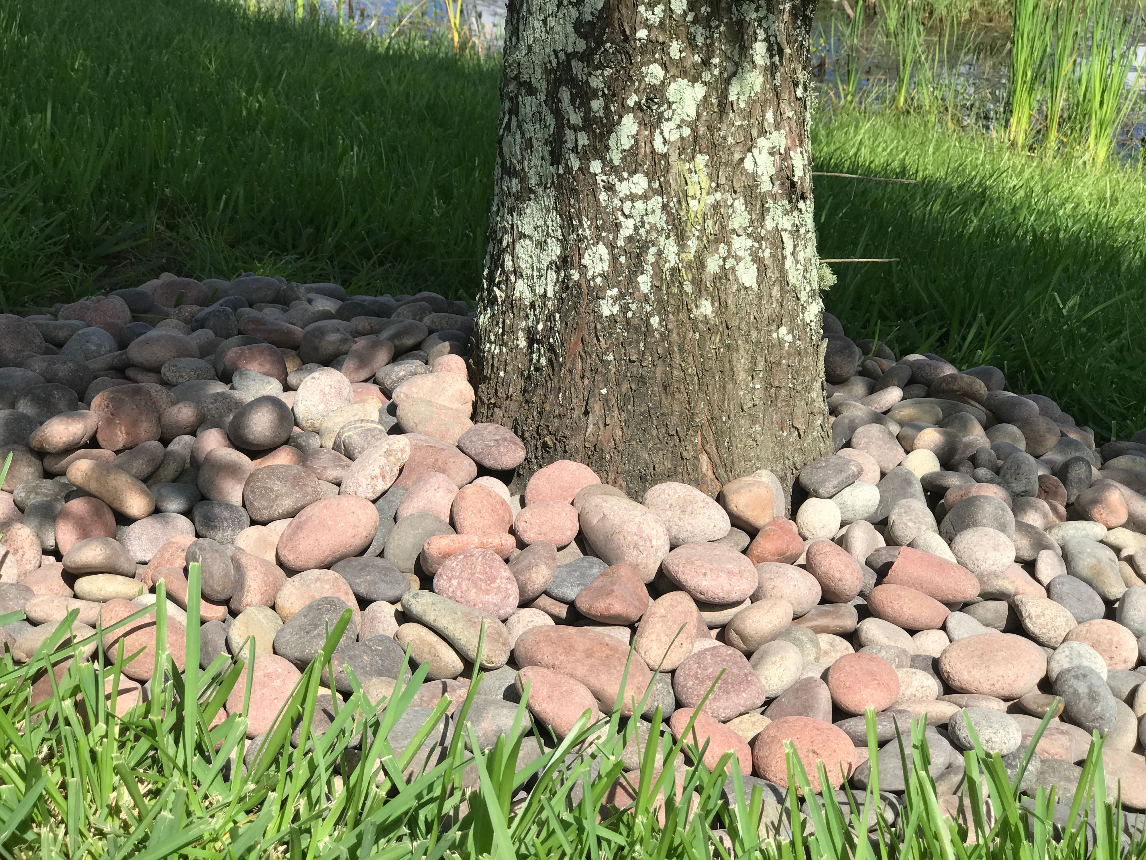 Rainforest Outdoor Decorative Natural Stone, Mexican Beach Pebbles, Rosa Pink, 1-3", 900lbs.