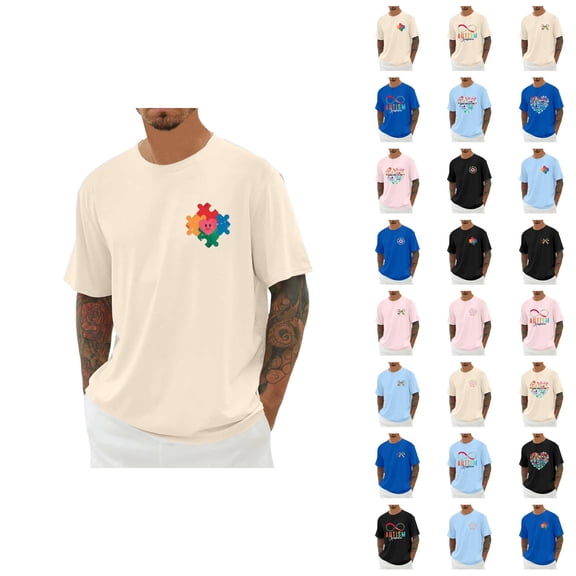 Autism Awareness T Shirts for Men Women 2026 Summer Casual Short Sleeve Crewneck Graphic Tees