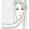thumbnail image 3 of Ambesonne Teen Room Duvet Cover Sets, Girl with Floral Hair, 2-Queen, White Black Pearl, 3 of 3
