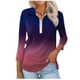 thumbnail image 2 of WFJCJPAF 2025 New Product Sexy Blouses for Women Plus Size,Women's Fashion Printed T-shirt 3/4 Sleeves Blouse Turndown Collar Casual Tops - Purple M, 2 of 7