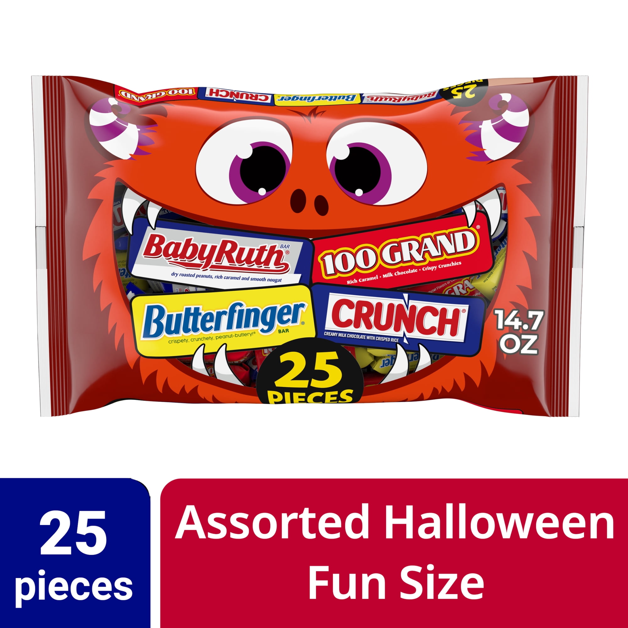 Butterfinger, CRUNCH, Baby Ruth, 100 Grand, Bulk Halloween Candy Bars