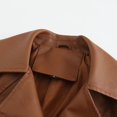 thumbnail image 4 of Defitshape Women's Pu Faux Leather Coat Button Down Pockets Single Breasted Trench Coat Casual Lapel Collar Long Sleeve Fall Top Long Blazer Jacket Umber 3X-Large, 4 of 5