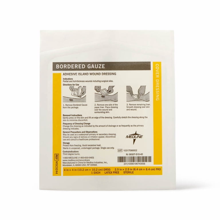 Medline Bordered Gauze Adhesive Island Wound Dressing, 4" x 4", 15-Count photo 4